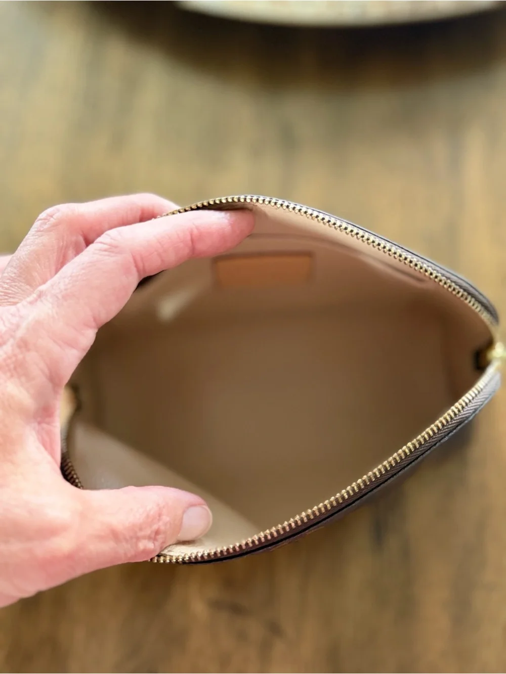 Louis Vuitton Brown Monogram Canvas Pouch with Gold-Tone Zipper